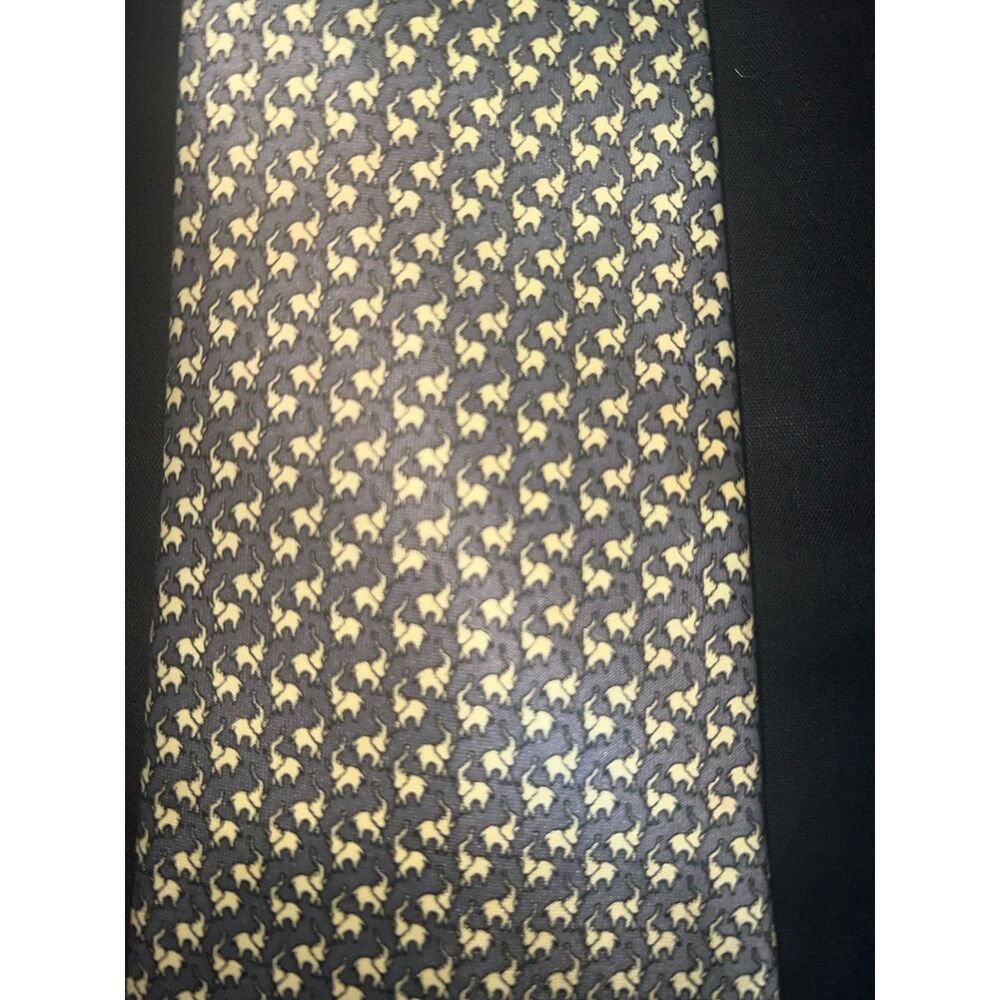 René Chagal Men's Geometric Silk Tie Navy Blue Vintage Luxury Necktie